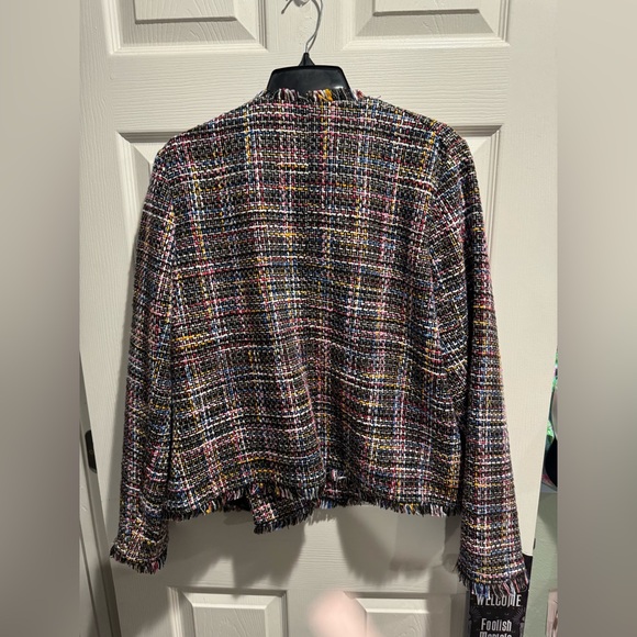 Halogen multicolored tweed jacket w/black zipper/zippered pockets size XL - Picture 5 of 5